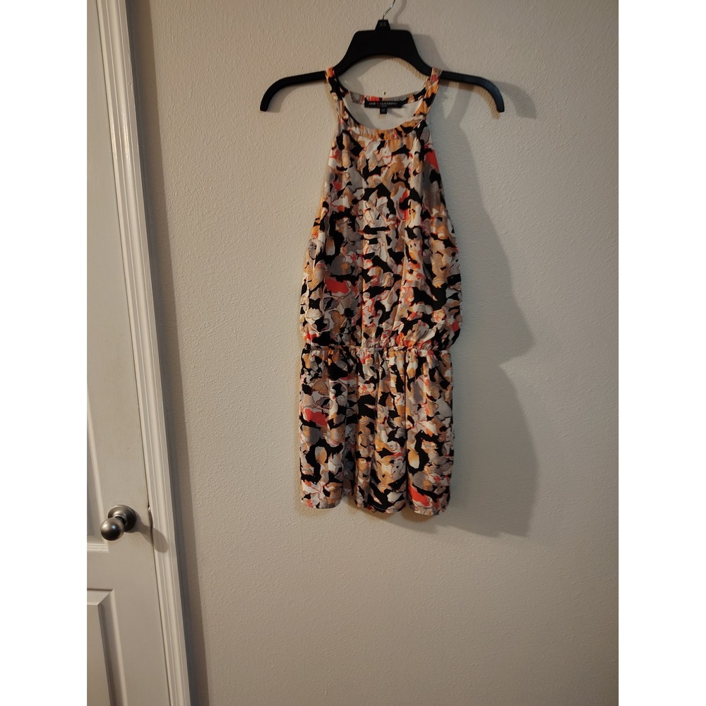 One Clothing Los Angeles Floral Romper Womens Medium Orange Black Halter Neck‎